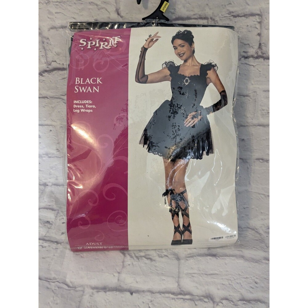 Spirit Black Black Swan Tutu Dress, Leg Wraps, Tiara Size M 8-10 Ballet‎ Witch